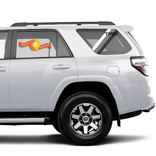 Pair of 2010-2023 Toyota 4Runner Retro PRECUT Window Racing Stripes TRD Stripes Side Vinyl Decals Stickers - White Grey Black
