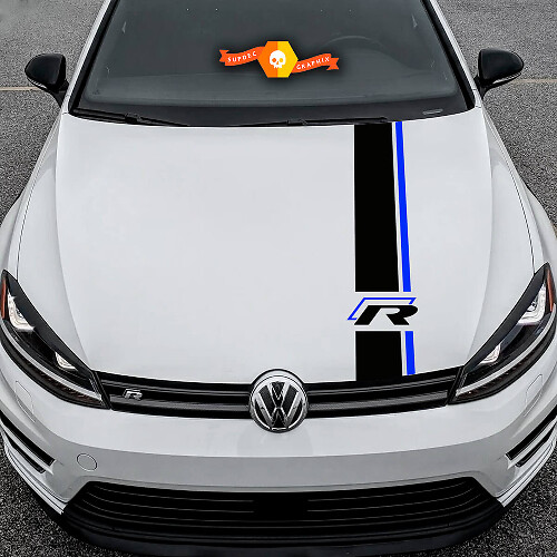 R Style Hood Stripes Vinyl Decal for Volkswagen Golf R