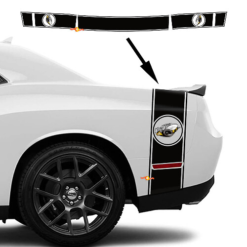 Rumble Bee Style Stripes Bedside Trunk Vinyl Decal Sticker for Dodge Challenger 2022-2023