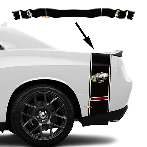Rumble Bee Outline Stripes Bedside Trunk Vinyl Decal Sticker for Dodge Challenger 2022+
