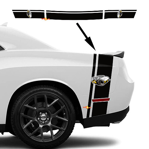 Rumble Bee Dual Stripes Bedside Trunk Vinyl Decal Kit for Dodge Challenger 2022+