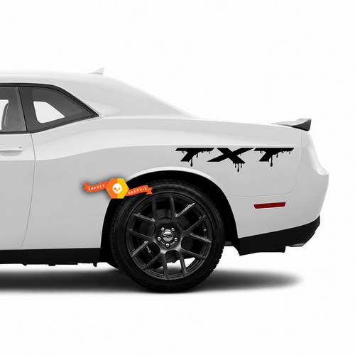 TXT Dripping Paint Streak Pair Rear Fender Vinyl Decal Sticker for Dodge Charger