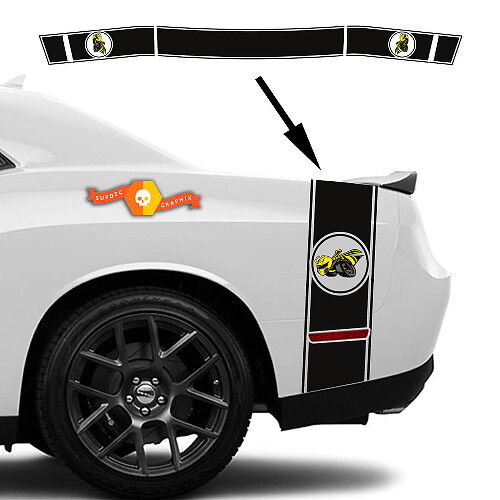 Drag Bee Rear Side and Trunk Stripe Decal Kit for Dodge Challenger Charger