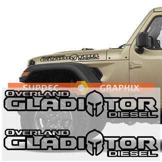 2 Jeep Hood Gladiator Helmet Overland Diesel Vinyl Graphics decals sticker
