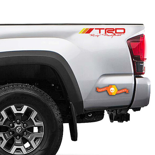 Retro TRD Style  Bedside Vinyl Decals Pair for Toyota Trucks