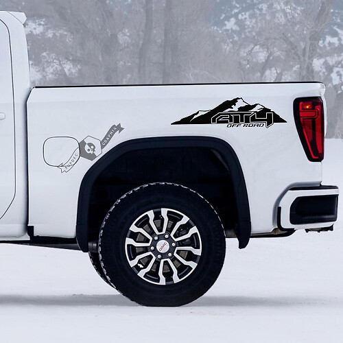 2 GMC GM Sierra 1500 AT4 Mountains off-road 4x4 Decals Stickers
