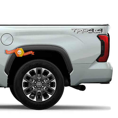 Pair Toyota Tundra 2023 TRD Truck 4x4 Sport Toyota Racing Decal Vinyl Sticker White and Grey
