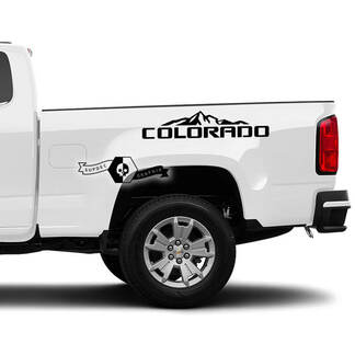 Pair Side Bed Mountains Colorado Vinyl Sticker Decal Graphic 2022+  2023+ Chevy Colorado Extended
