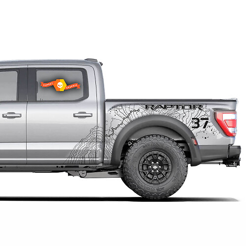 Pair truck Musclecar power truck 2023  Svt Topographic map Splash Decal Graphics Decals Stickers
