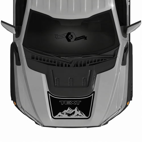 Custom Text Mountains Hood Stripe Graphics Kit Vinyl Decals Stickers for Musclecar truck power truck SVT 2022-2023