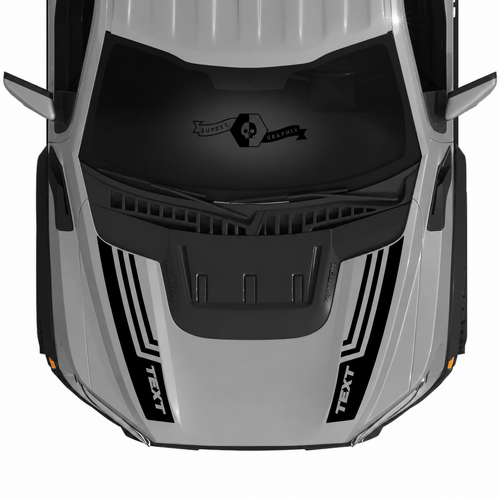 Custom Text Dual Hood Stripe Graphics Kit Vinyl Decals Stickers for Musclecar truck power truck SVT 2022-2023