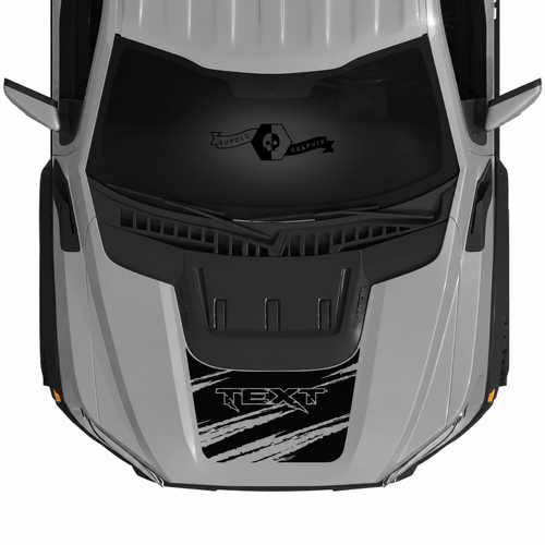 Custom Text Scoop Destroyed Hood Stripe Graphics Kit Vinyl Decals Stickers for Musclecar truck power truck SVT 2022-2023