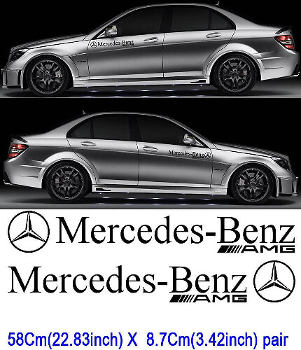  AMG Style Side Door Vinyl Decals Pair for Mercedes-Benz Cars
