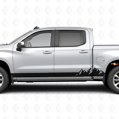 Mountain Range Door & Rocker Panel Vinyl Stripes for Chevrolet Silverado 1500 T1XX 2019-2026