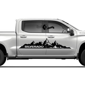 Pair Chevrolet Silverado 2022+ 2023 Side Doors Splash Wrap Mountains Logo Stripe Vinyl Decal Sticker
