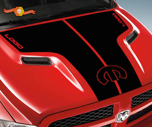 Custom Dual Stripes Hood Vinyl Decal Sticker for Dodge RAM 1500 Rebel 2015-17