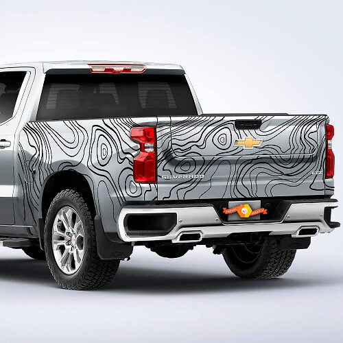 Vinyl Decal with Topographic Map Style Side Stripes for Chevrolet Silverado