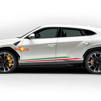 Pair Lamborghini Urus 2021 2022 2023 Italian Flag Side Rocker Panel Lines Stripes Vinyl Decal Sticker Graphics