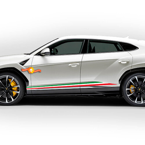 Pair Lamborghini Urus 2021 2022 2023 Italian Flag Side Rocker Panel Lines Stripes Vinyl Decal Sticker Graphics
