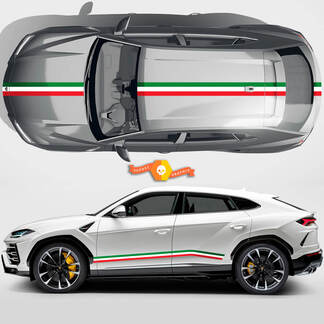 Pair Lamborghini Urus 2021 2022 2023 Italian Flag Side Doors Hood Roof Lines Stripes Vinyl Decal Sticker Graphics