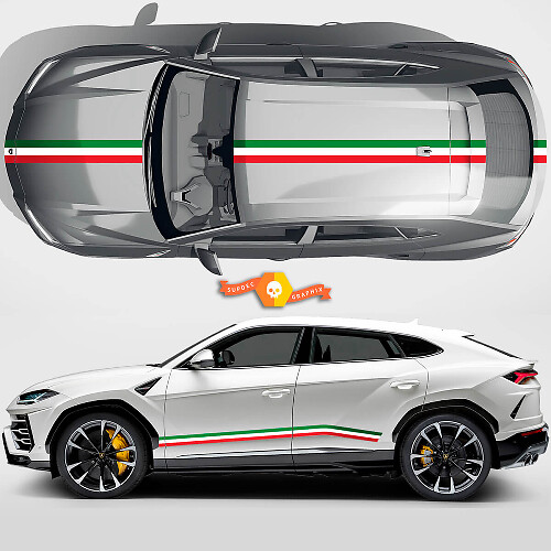 Pair Lamborghini Urus 2021 2022 2023 Italian Flag Side Doors Hood Roof Lines Stripes Vinyl Decal Sticker Graphics

