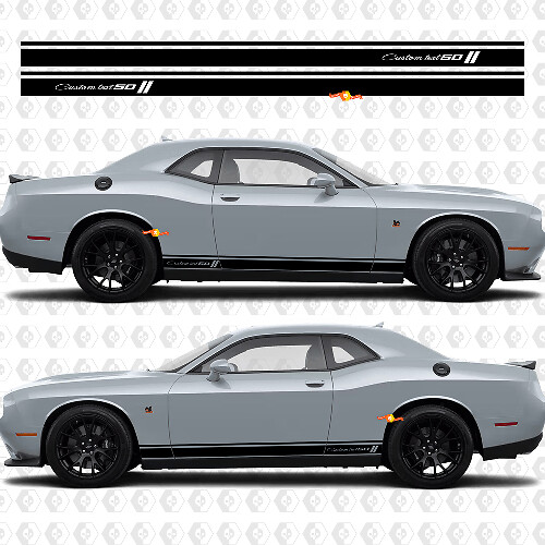 50th Anniversary Style Stripes Rocker Panel Vinyl Decals for Dodge Challenger