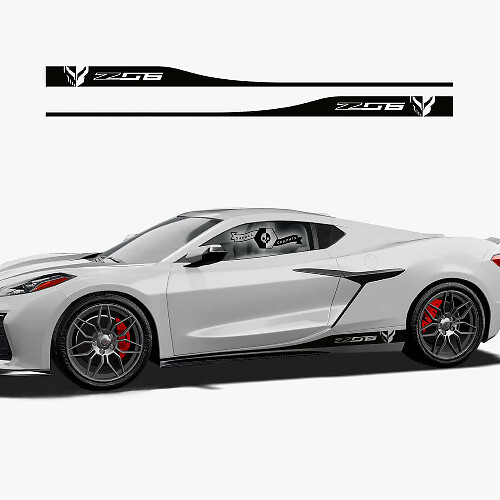 2x Chevrolet Corvette Z06 Side Rocker Panel Stripes logo Vinyl Decal Sticker
