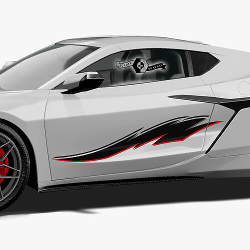 2x Chevrolet Corvette Z06 Side Doors Stripes Stingray 2 Colors Trim Up Vinyl Decal Sticker

