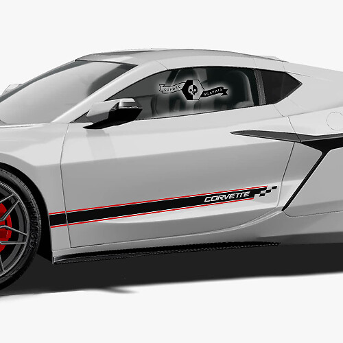 Checkered Side Stripe Vinyl Decals Kit for Chevrolet Corvette