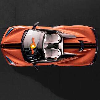 2020 2022 2023 Chevrolet Corvette C8 Stingray Hood Roof Rear Stripes Corvette Dual solid Trim Logo Decal Stripes

