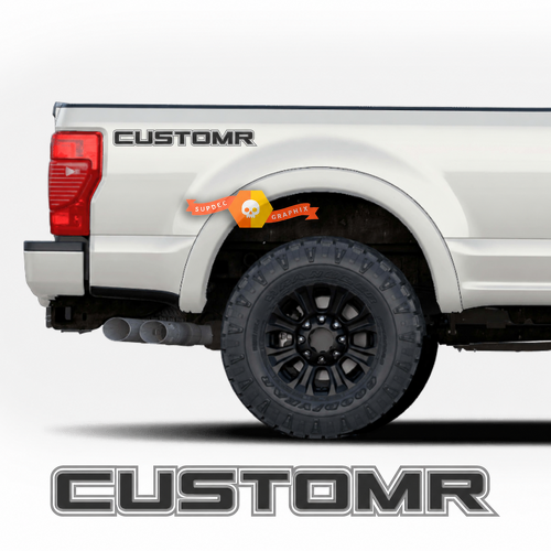 CUSTOMR Double Outline Lettering Pair Bedside Vinyl Decal Sticker for Ford F-150