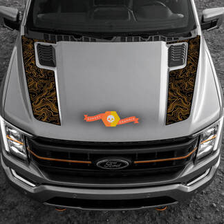 2023 Ford F-150 Tremor Hood Graphics 2022-2023+ Topographic Map Ford Vinyl Decals 2 Colors
