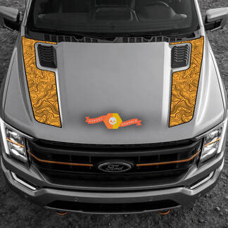 2023 Ford F-150 Tremor Hood Graphics 2022-2023+ Inverted Topographic Map Ford Vinyl Decals 2 Colors

