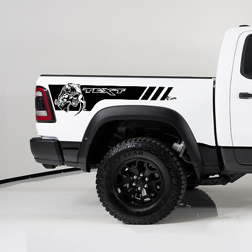 TRX Style Custom Text Bedside Vinyl Decal KIt for Dodge Ram 1500 TRX Rebel