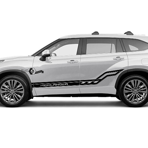 Pair Toyota 2020 Highlander Doors Bed Side Trim Decal Graphic Sticker Side Stripe Kit
