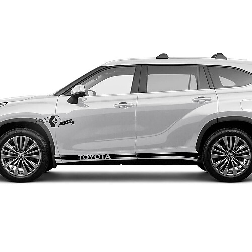 Pair Toyota 2020 Highlander Doors Bed Side Slim Rocker Panel Trim Decal Graphic Sticker Side Stripe Kit
