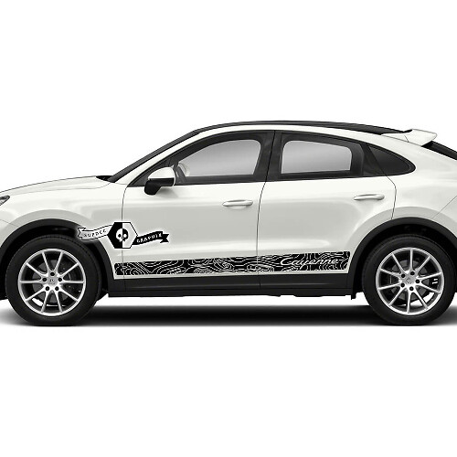 Porsche Cayenne S GTS Turbo Turbo Side Stripes Doors Rocker Panel Decals Contour Map Stickers 2003 -- 2023 present
