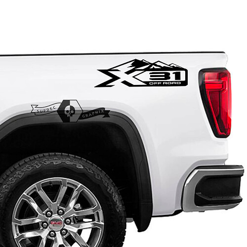 X31 Off Road Mountain Style Side Vinyl Decals for GMC Sierra 1500