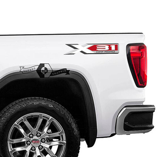 X31 Off Road Rear Side Vinyl Decal Set for GMC Sierra 1500