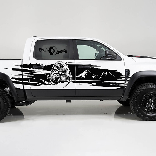 TRX Eating Mountains Disrtessed Side Vinyl Decal Sticker for Dodge Ram 1500