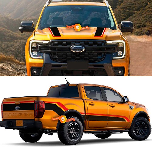 Kit de Vinilos para Capó y Laterales con Doble Raya para Musclecar F-250 Super Duty Tremor