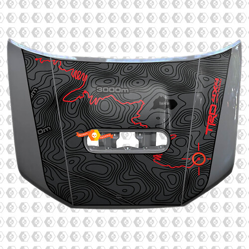Toyota Tacoma 2020 Blackout Topographic Map Adventure trip Vinyl Hood Decal Sticker TRD off road
