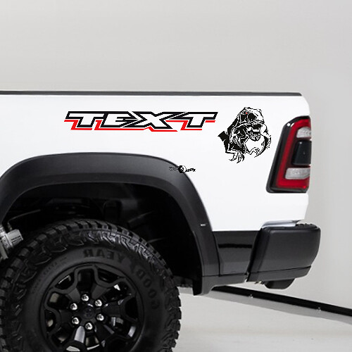 T-Rex Eating Raptor Bedside Vinyl Decal Sticker for Dodge Ram 1500