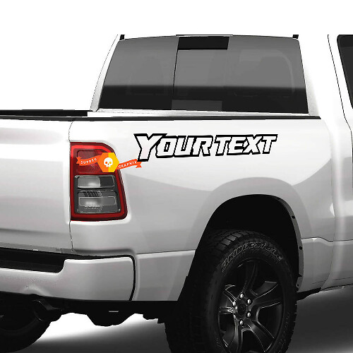 Custom Text Outline Bedside Vinyl Decal Sticker for Dodge Ram 1500
