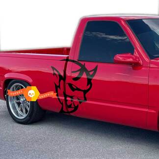 Dodge Demon on Chevy Silverado Large Side Logo Car Vinyl Decal Graphic Sticker Cast
