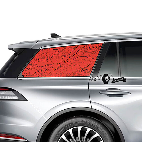 2x  Lincoln 2023 Aviator Window Contour Map Vinyl Decals Graphics Sticker 2 colors
