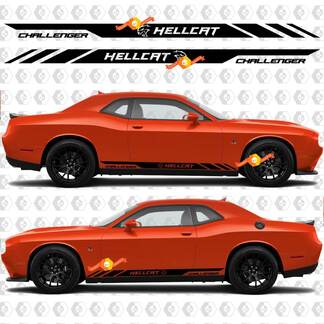 2X Dodge Challenger Hellcat Rocker Panel decals Stripe Vinyl Graphics 2011-2023
