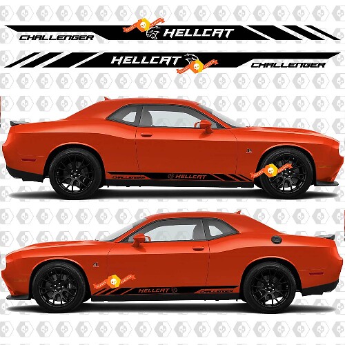 Hellcat Style Rocker Panel Stripe Vinyl Decals for Dodge Challenger or Charger