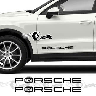 2x Porsche 2023 Porsche Cayenne Logo Doors Decal Stickers
