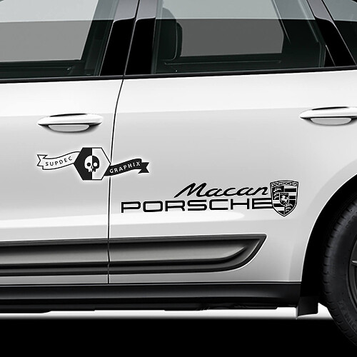 2x Porsche 2023 Porsche Macan Logo Door Decal Stickers
